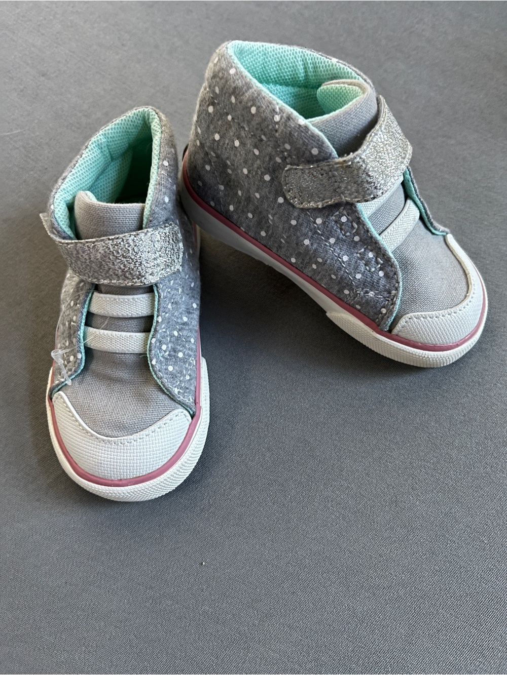 See Kai Run Grey Polka Dot High-Tops with Mint Interior